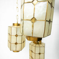 Mother of Pearl Pendant Lamp with Shell and Brass Detail