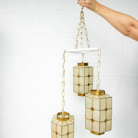 Mother of Pearl Pendant Lamp with Shell and Brass Detail