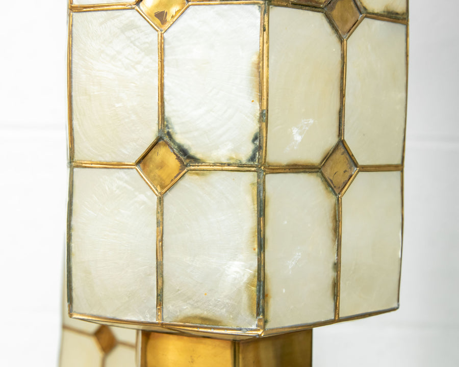 Mother of Pearl Pendant Lamp with Shell and Brass Detail