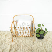 Cast Iron and Rattan Woven Rack