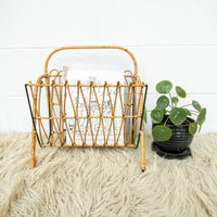 Cast Iron and Rattan Woven Rack