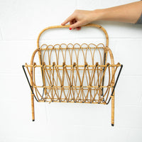 Cast Iron and Rattan Woven Rack