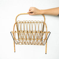 Cast Iron and Rattan Woven Rack