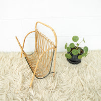 Cast Iron and Rattan Woven Rack