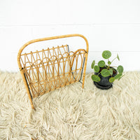 Cast Iron and Rattan Woven Rack