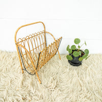 Cast Iron and Rattan Woven Rack