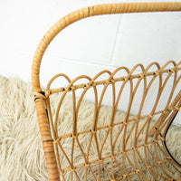 Cast Iron and Rattan Woven Rack