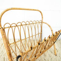 Cast Iron and Rattan Woven Rack