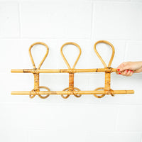 Bamboo Wall Rack with 3 loop hanging hooks