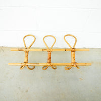 Bamboo Wall Rack with 3 loop hanging hooks