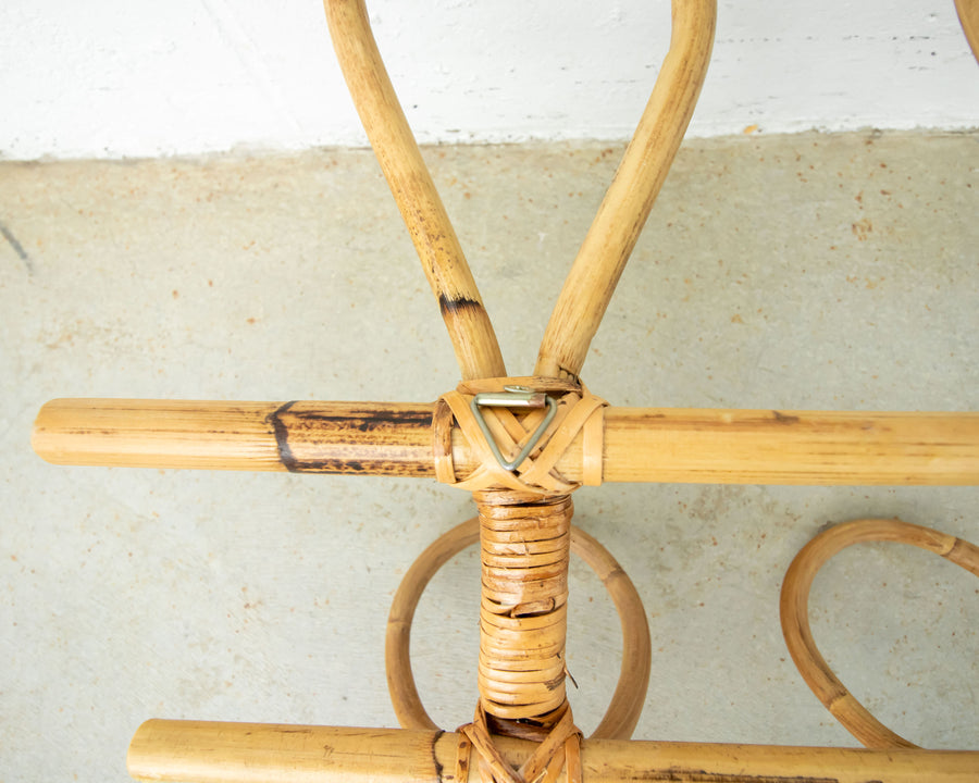 Bamboo Wall Rack with 3 loop hanging hooks