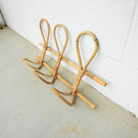 Bamboo Wall Rack with 3 loop hanging hooks