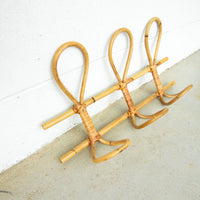 Bamboo Wall Rack with 3 loop hanging hooks