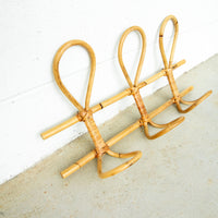 Bamboo Wall Rack with 3 loop hanging hooks