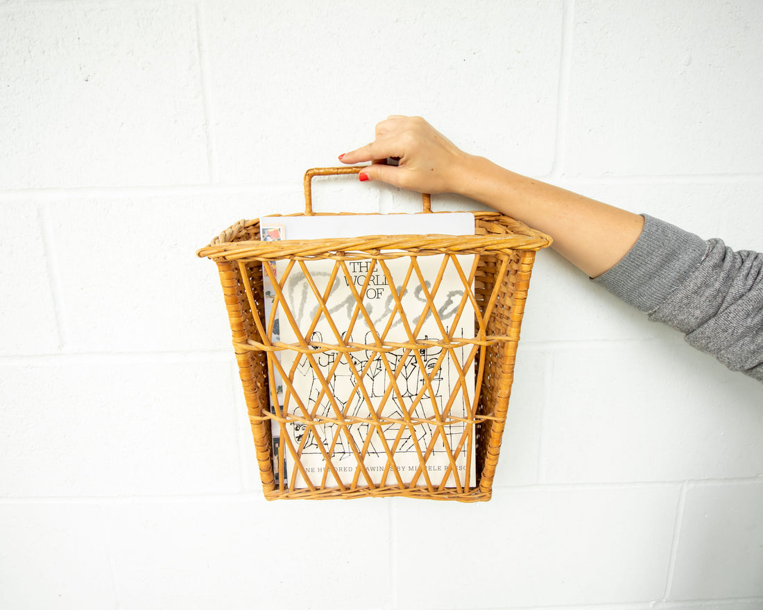 Rattan Woven Rectangular Wall basket Organizer