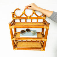 Bamboo and Cane 3 Tier Wall Shelf