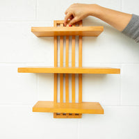 Slatted Three Tier Wood Wall Shelf