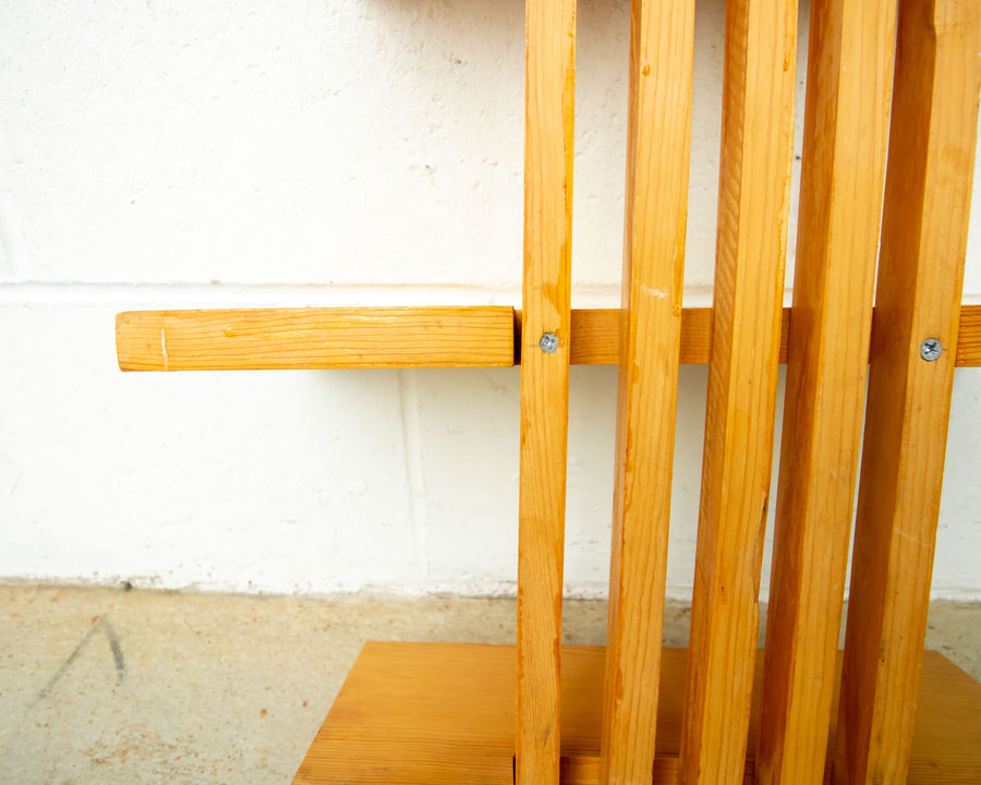 Slatted Three Tier Wood Wall Shelf