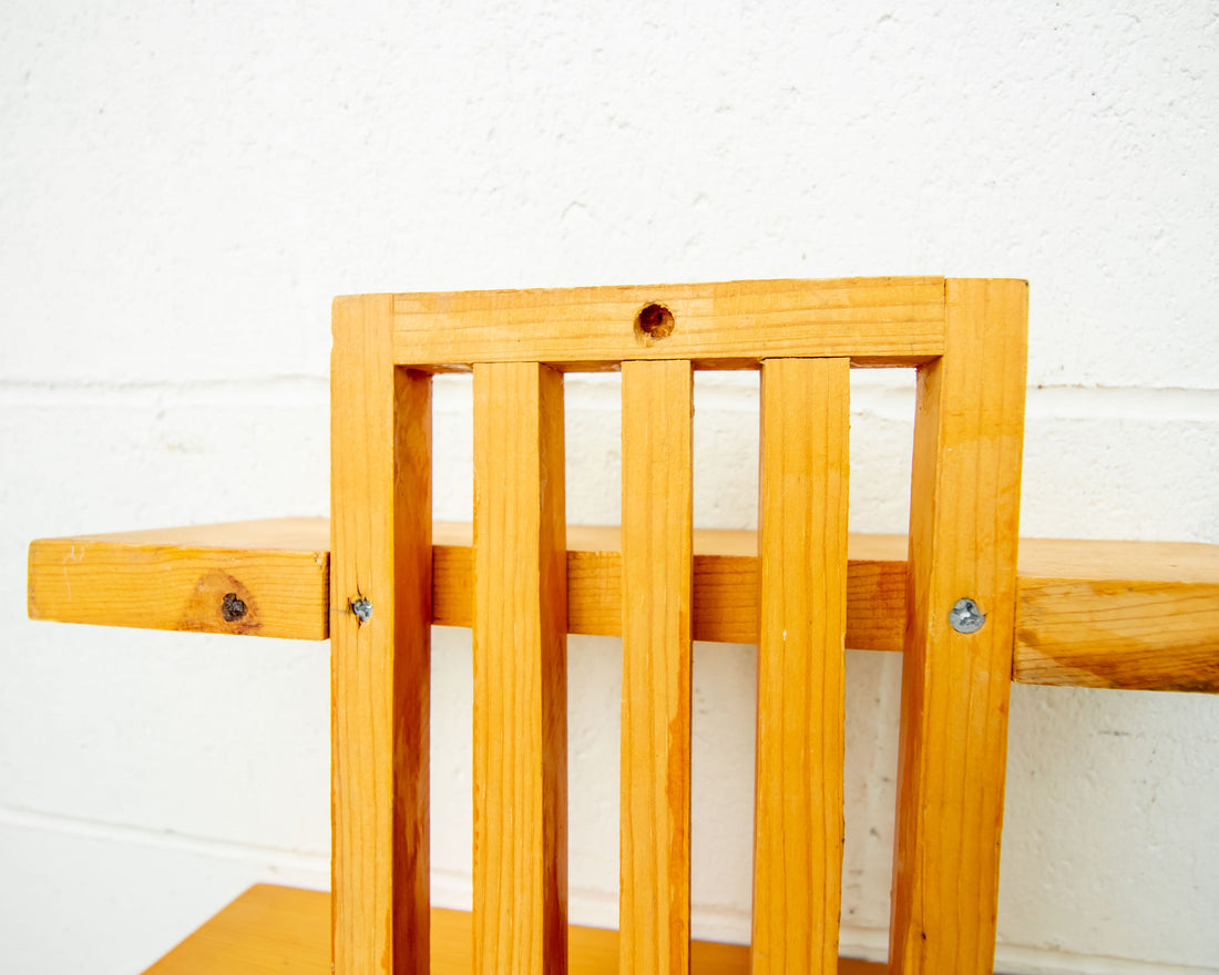 Slatted Three Tier Wood Wall Shelf