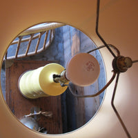 Mid-Century Light Yellow Bamboo Ceramic Lamp Base With Original Shade