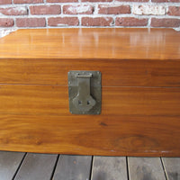 Antique 1950's Solid Camphorwood Chest With Metal Hardware