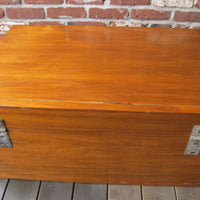 Antique 1950's Solid Camphorwood Chest With Metal Hardware