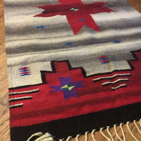 Beautiful Thick Tribal Woven Rug in Grey, Red, Black and Purple - with Green and Yellow Accents