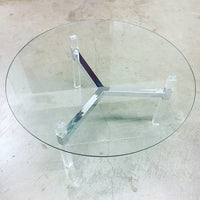 Glass Top Coffee Table with Lucite and Chrome Base
