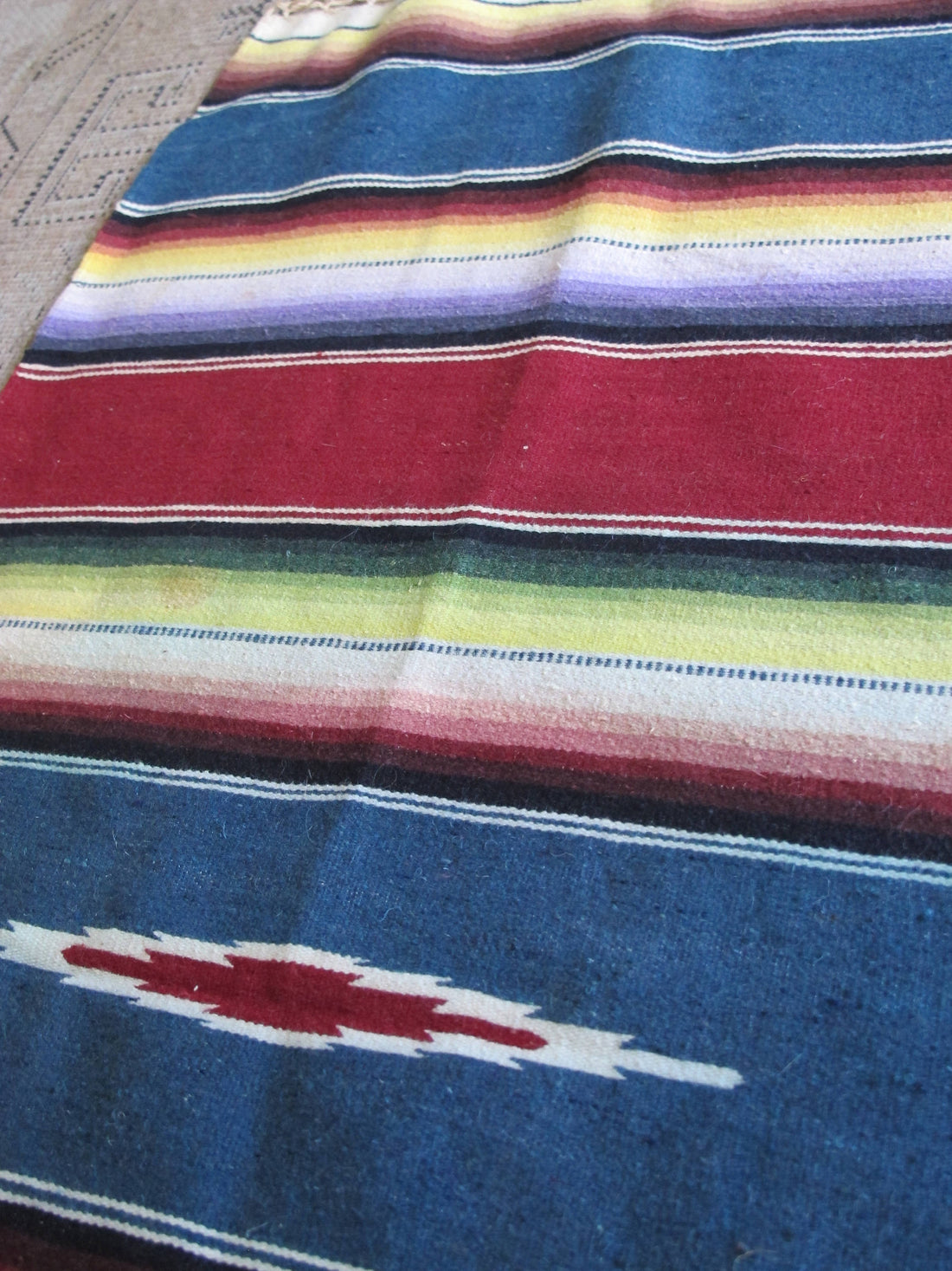 Vintage Retro South Western Woven Multi-color Serape Mexican Blanket/Rug