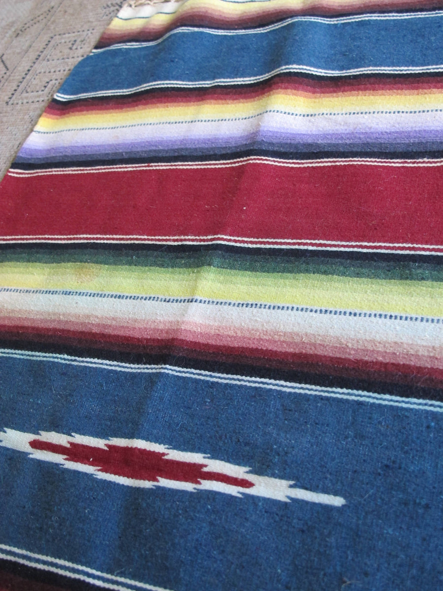 Vintage Retro South Western Woven Multi-color Serape Mexican Blanket/Rug