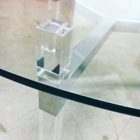 Glass Top Coffee Table with Lucite and Chrome Base