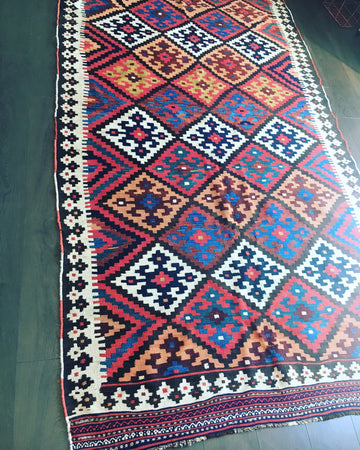 Turkish Kilim Hand Woven Rug (dyed with vegetable coloring)