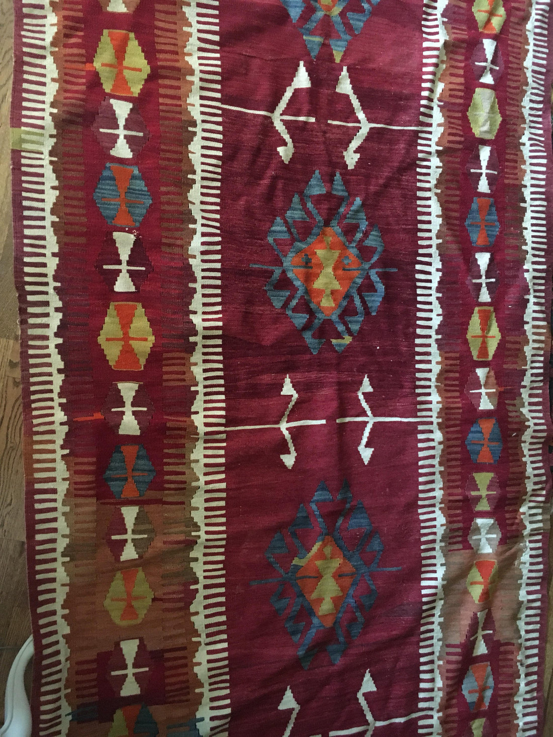 Turkish Kilim Hand Woven Rug (dyed with vegetable coloring)