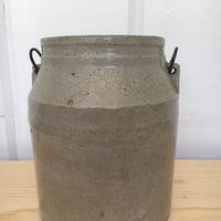Authentic Stoneware Crock with Rustic Metal and Wood Handle