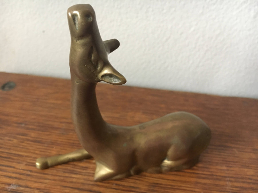 Vintage Solid Brass Deer Statue