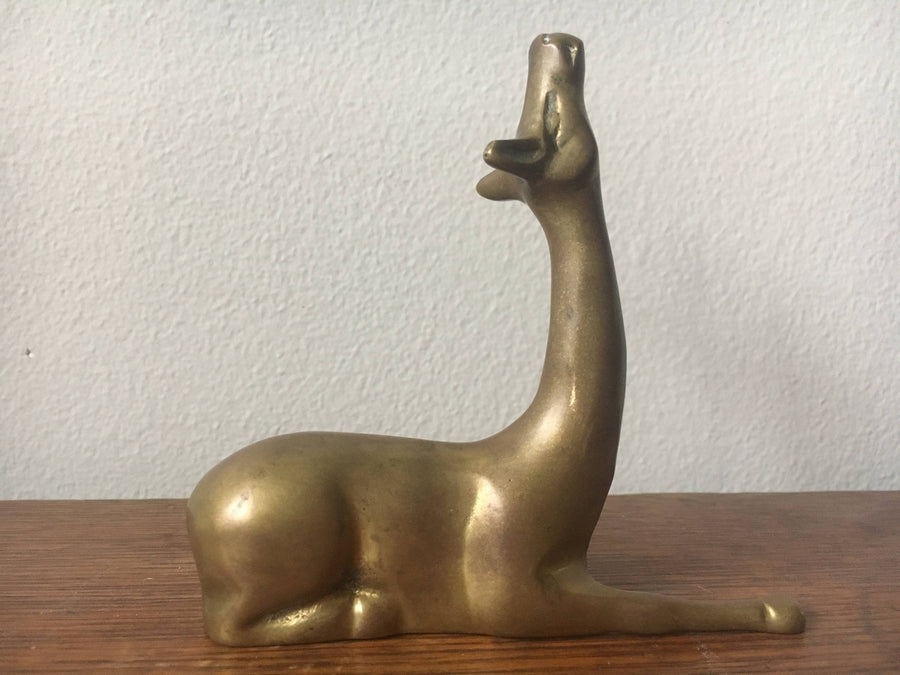 Vintage Solid Brass Deer Statue