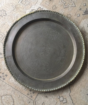 Large Vintage Metallic Solid Gold Brass Retro Bar Serving Tray