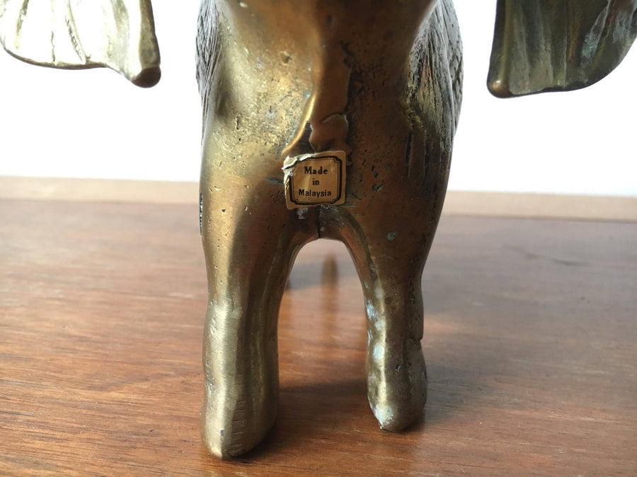 Vintage Semi-Solid Large Brass Elephant - Made in Malaysia
