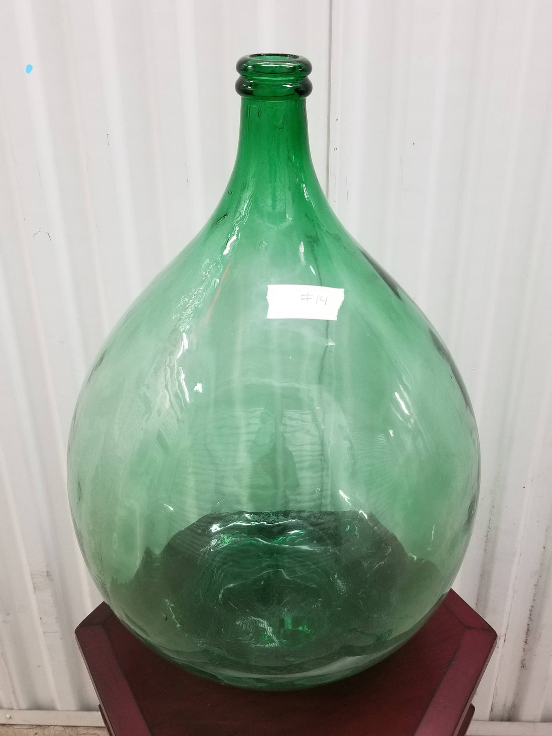 Vintage Medium/Large Size Italian Glass Demijohn Wine Jug #14 with Rod Iron Topper