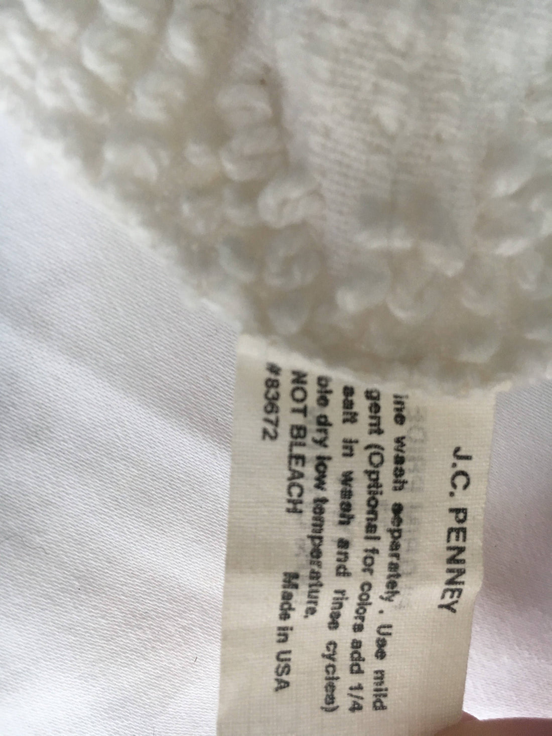 Twin/Full Vintage JC Penney Pilgrim Pride Nubby White Cotton Blanket with Fringe