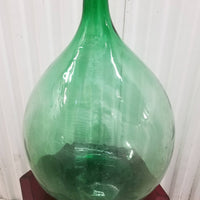 Vintage Medium/Large Size Italian Glass Demijohn Wine Jug #14 with Rod Iron Topper