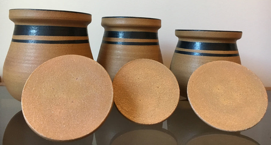 2 Left!!! Neutral Earthenware Ceramic Pottery Canisters (Sold Separately)
