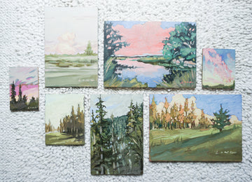 Original Pacific Northwest Landscape Paintings on Mixed Media - Signed by PNW Artist Long