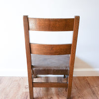 Antique Childrens Mission Chair with Leather Seat