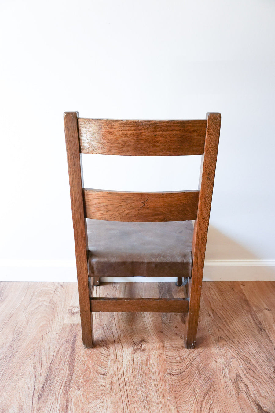 Antique Childrens Mission Chair with Leather Seat