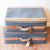 Tweed Hartmann Suitcases with Leather Accents (SOLD SEPARATELY)