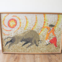 Vintage Mosaic Bull Fighter Framed Artwork