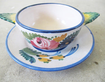 Vintage Italian Ceramic Floral Cup and Saucer - Made in Italy