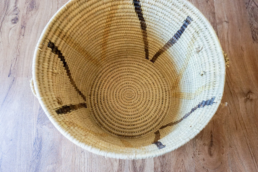 Vintage Woven Tribal African Basket with Lid - Large