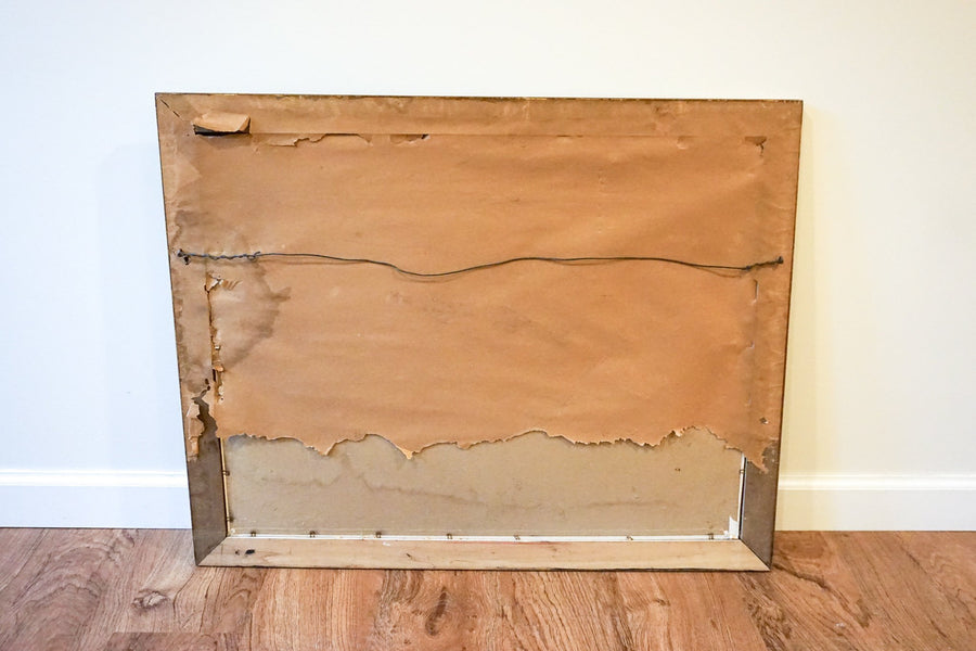Vintage Sunset Lake Landscape Painting with Wood Frame